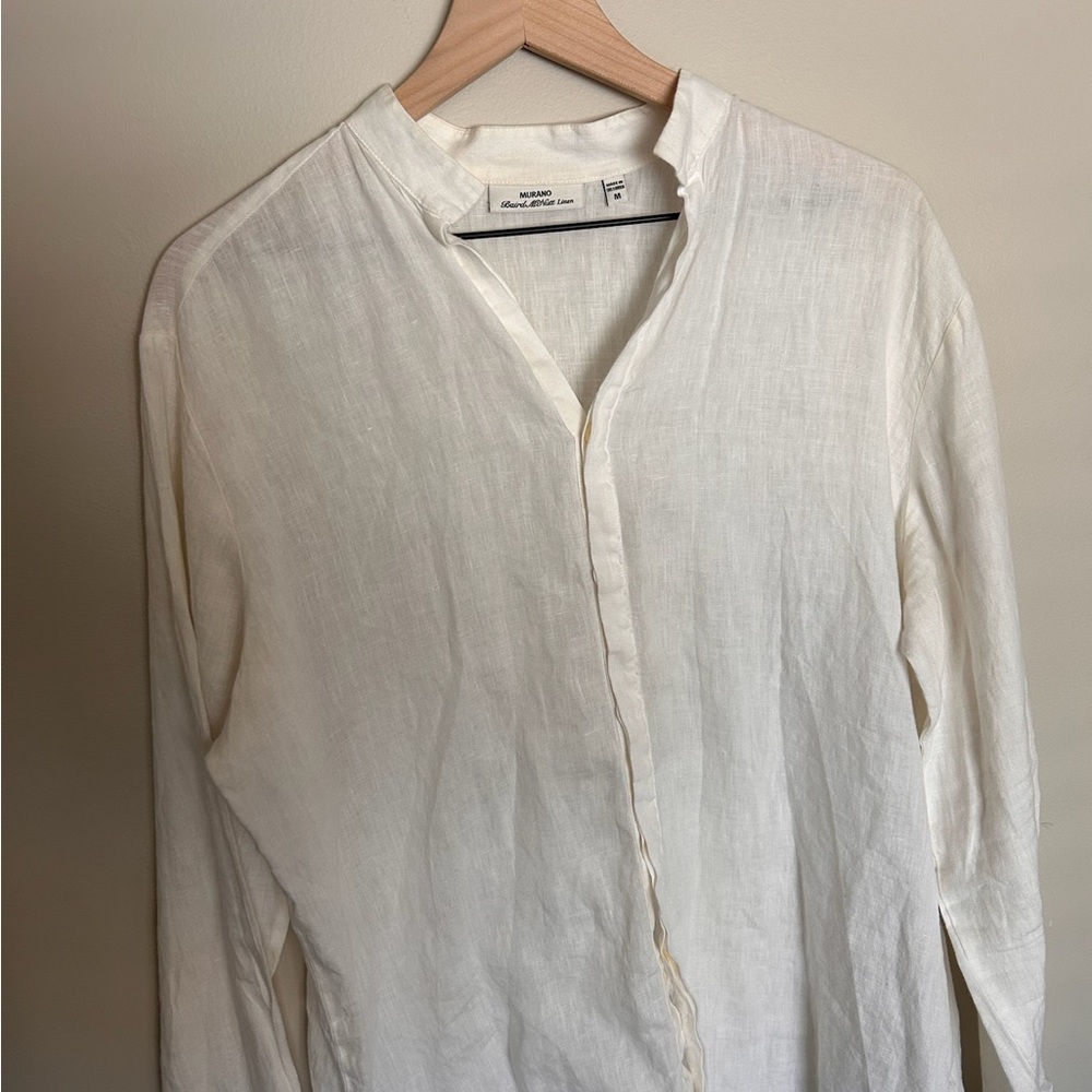 Men's Beach Linen White Button Down Shirt